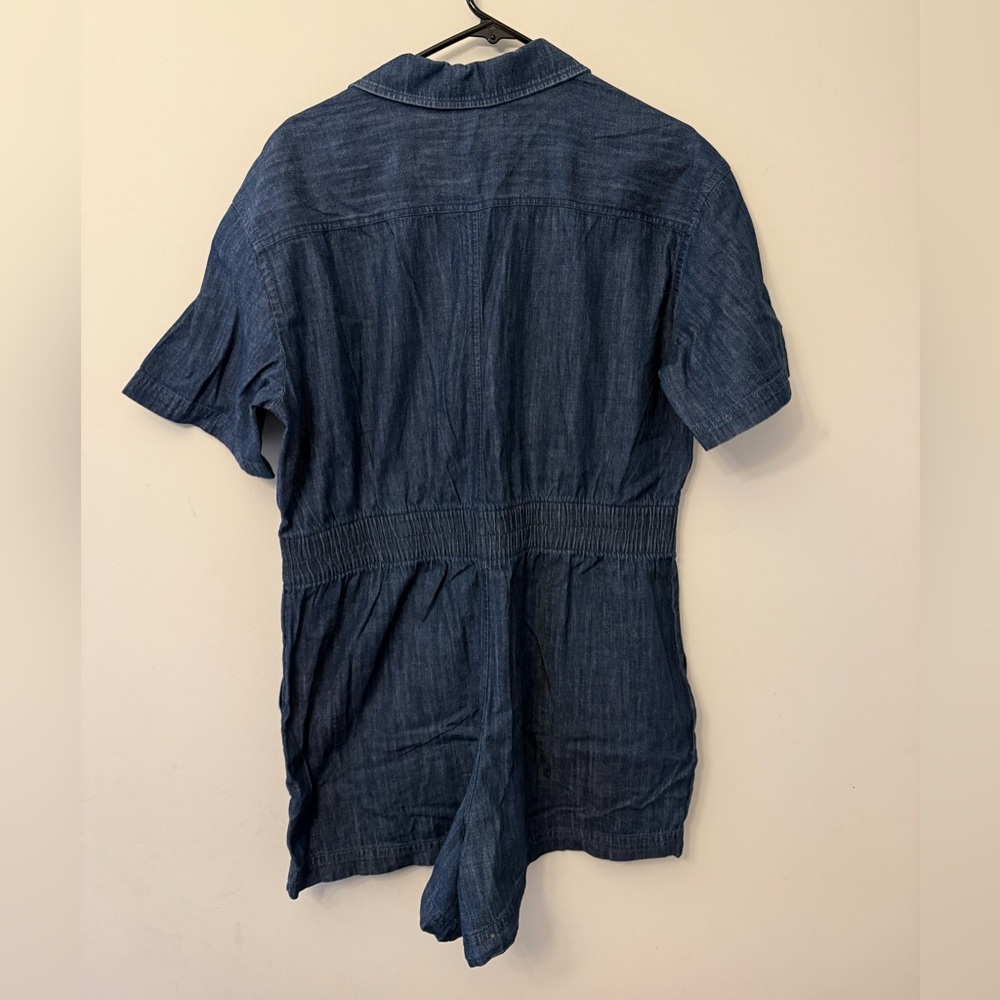Denim Short Sleeve Jumpsuit - Picture 2 of 4